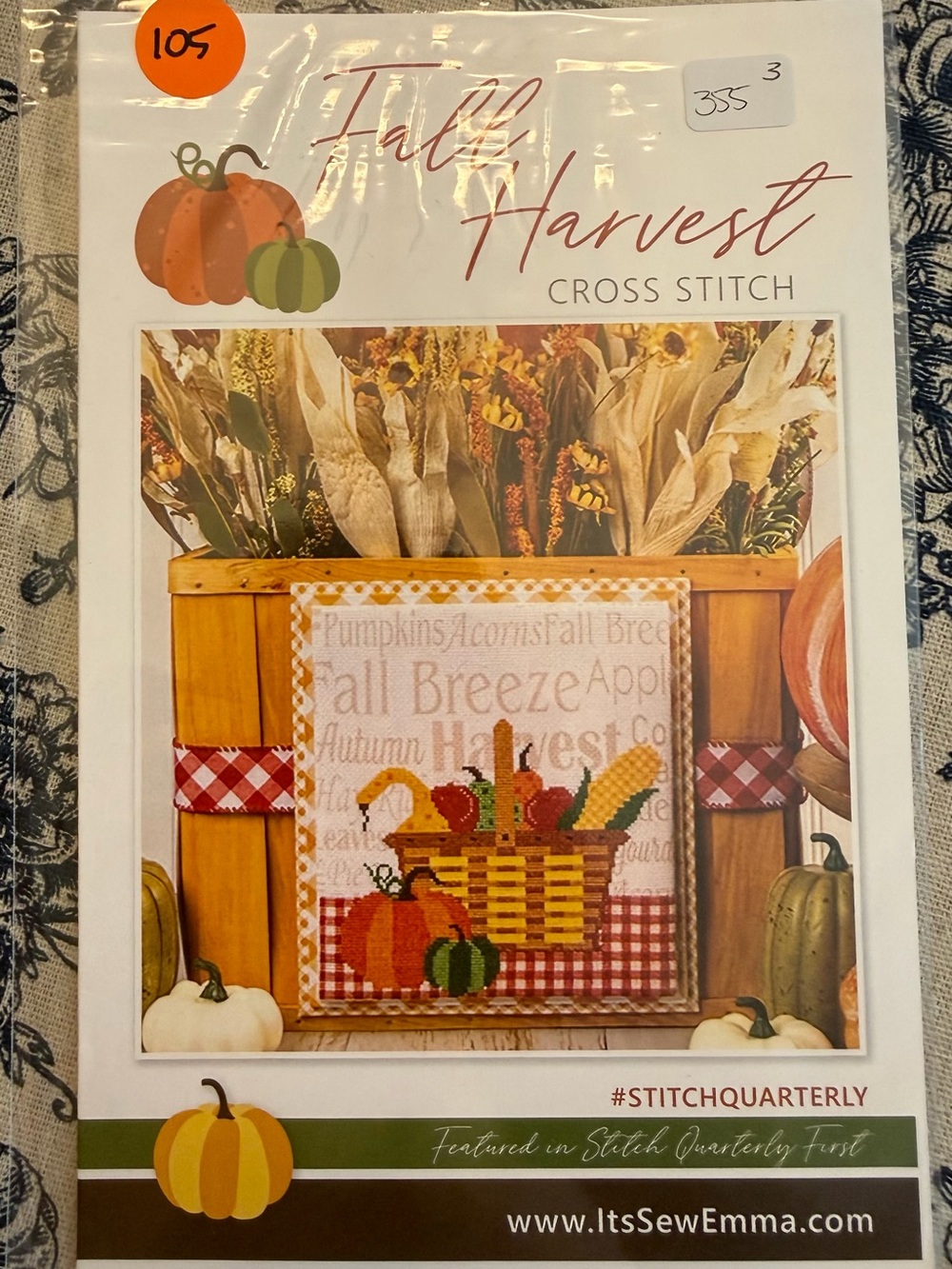 Fall‎ Harvest Cross Stitch Pattern Its Sew Emma 2023 Stitch Quarterly NEW Autumn